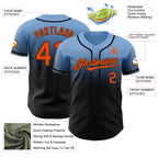 Custom Light Blue Orange-Black Authentic Fade Fashion Baseball Jersey