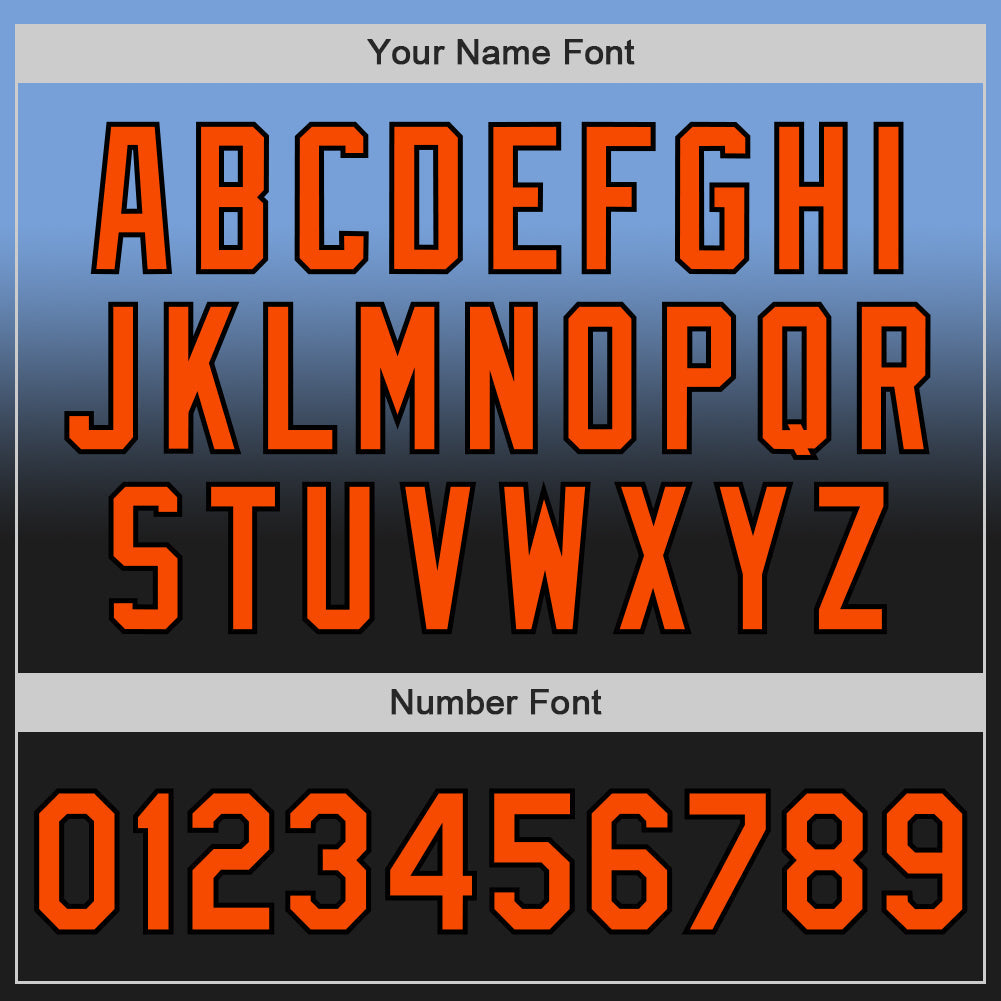 Custom Light Blue Orange-Black Authentic Fade Fashion Baseball Jersey