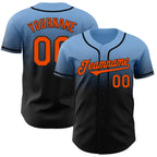 Custom Light Blue Orange-Black Authentic Fade Fashion Baseball Jersey