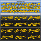 Custom Light Blue Yellow-Black Authentic Fade Fashion Baseball Jersey