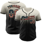 Custom Cream Vintage USA Flag-Black Authentic Fade Fashion Baseball Jersey