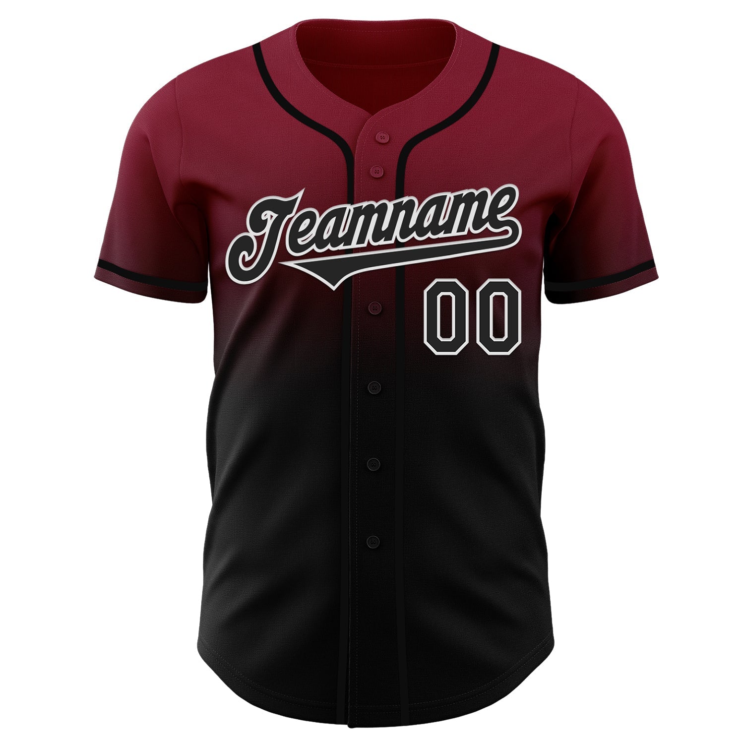 Custom Crimson Black-White Authentic Fade Fashion Baseball Jersey