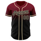 Custom Crimson Black-Cream Authentic Fade Fashion Baseball Jersey