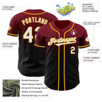Custom Crimson Black-Gold Authentic Fade Fashion Baseball Jersey