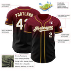 Custom Crimson Black-Old Gold Authentic Fade Fashion Baseball Jersey