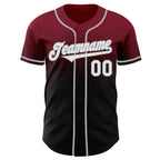 Custom Crimson Black-Gray Authentic Fade Fashion Baseball Jersey