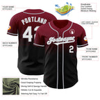 Custom Crimson Black-Gray Authentic Fade Fashion Baseball Jersey