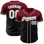 Custom Crimson Black-Gray Authentic Fade Fashion Baseball Jersey