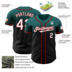 Custom Teal Black-Red Authentic Fade Fashion Baseball Jersey