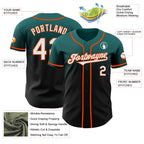 Custom Teal Black-Orange Authentic Fade Fashion Baseball Jersey