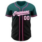 Custom Teal Black-Pink Authentic Fade Fashion Baseball Jersey
