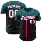 Custom Teal Black-Pink Authentic Fade Fashion Baseball Jersey