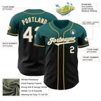 Custom Teal Black-Old Gold Authentic Fade Fashion Baseball Jersey