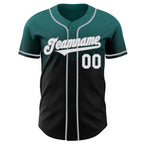 Custom Teal Black-Gray Authentic Fade Fashion Baseball Jersey