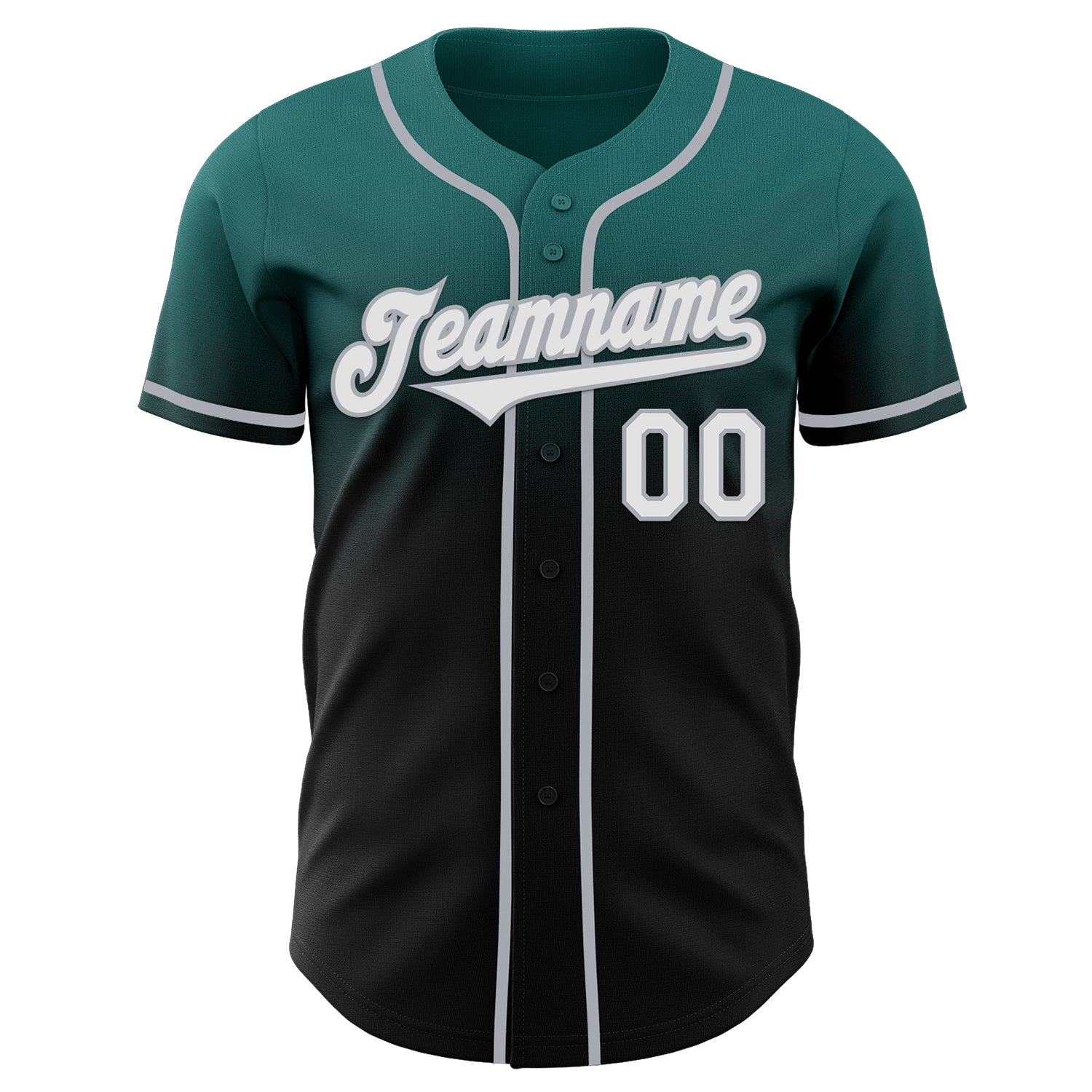Custom Teal Black-Gray Authentic Fade Fashion Baseball Jersey
