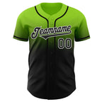 Custom Neon Green Black-White Authentic Fade Fashion Baseball Jersey