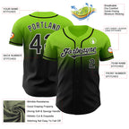 Custom Neon Green Black-White Authentic Fade Fashion Baseball Jersey