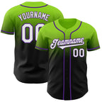 Custom Neon Green Black-Purple Authentic Fade Fashion Baseball Jersey