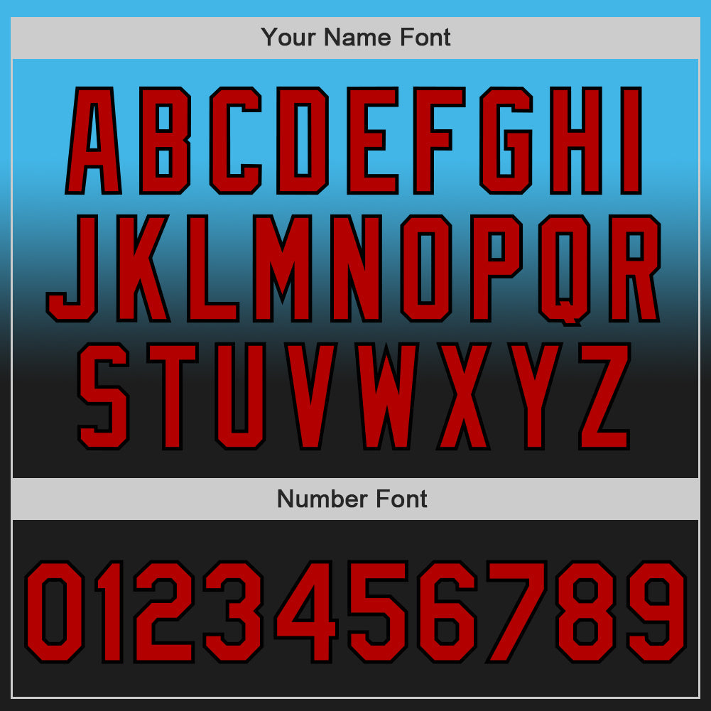 Custom Sky Blue Red-Black Authentic Fade Fashion Baseball Jersey