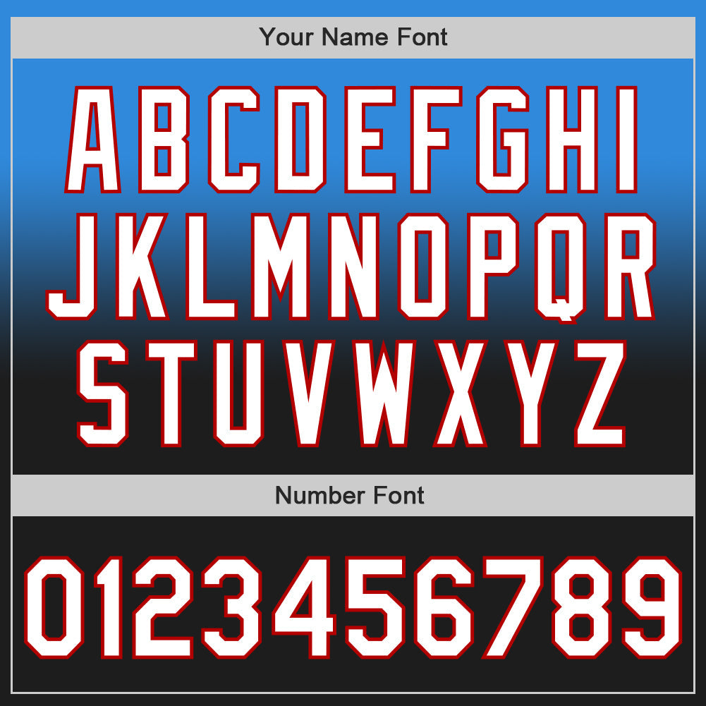 Custom Electric Blue Black-Red Authentic Fade Fashion Baseball Jersey