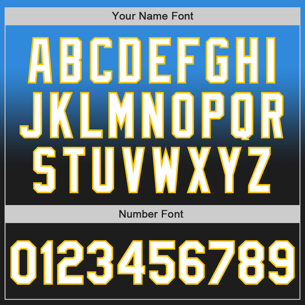 Custom Electric Blue Black-Yellow Authentic Fade Fashion Baseball Jersey