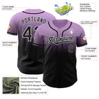 Custom Light Purple Black-White Authentic Fade Fashion Baseball Jersey
