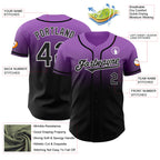 Custom Medium Purple Black-White Authentic Fade Fashion Baseball Jersey