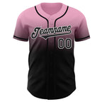 Custom Light Pink Black-White Authentic Fade Fashion Baseball Jersey