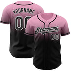 Custom Light Pink Black-White Authentic Fade Fashion Baseball Jersey