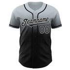 Custom Silver Black-White Authentic Fade Fashion Baseball Jersey