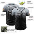 Custom Silver Black-White Authentic Fade Fashion Baseball Jersey
