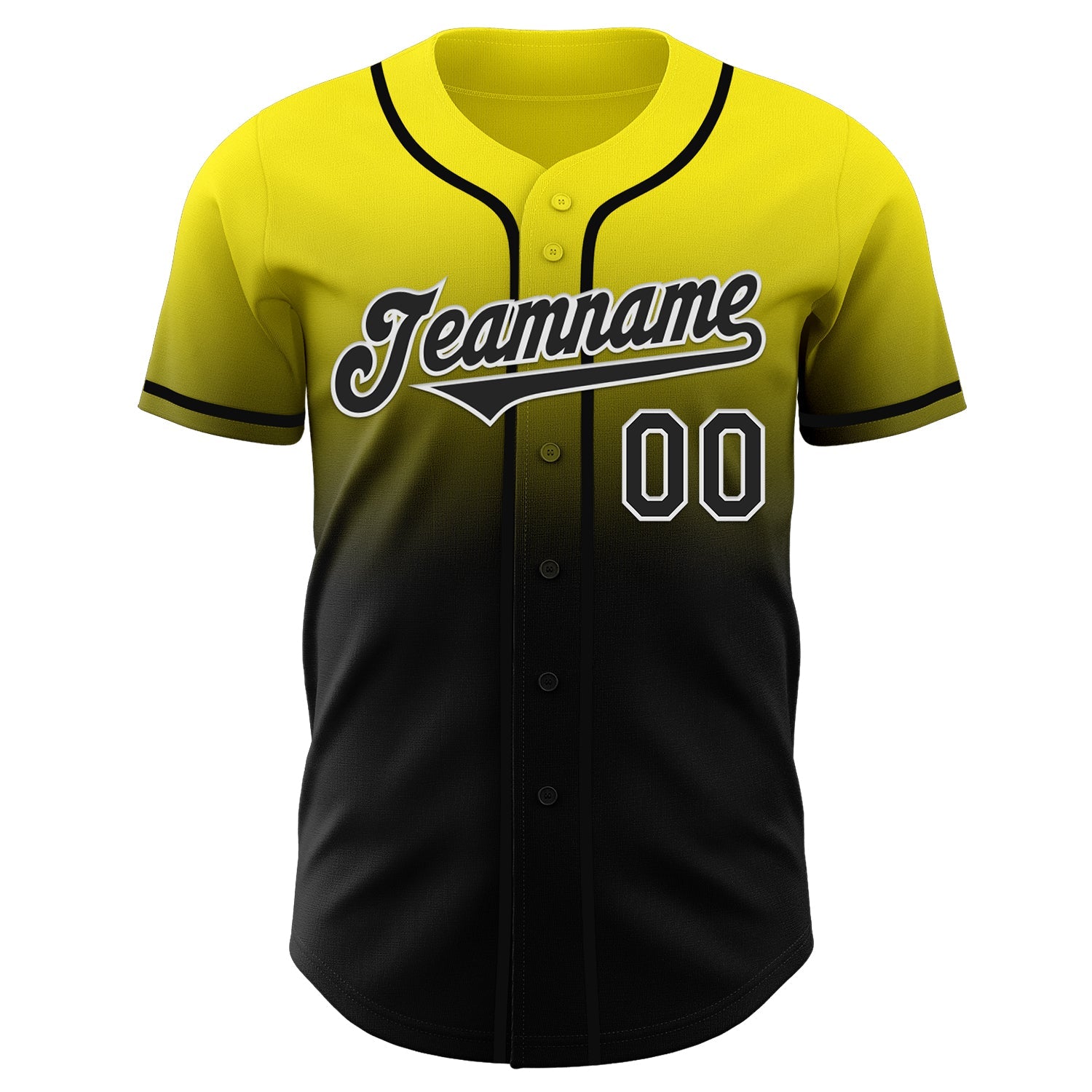 Custom Light Yellow Black-White Authentic Fade Fashion Baseball Jersey