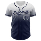 Custom White Navy Authentic Fade Fashion Baseball Jersey