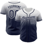 Custom White Navy Authentic Fade Fashion Baseball Jersey