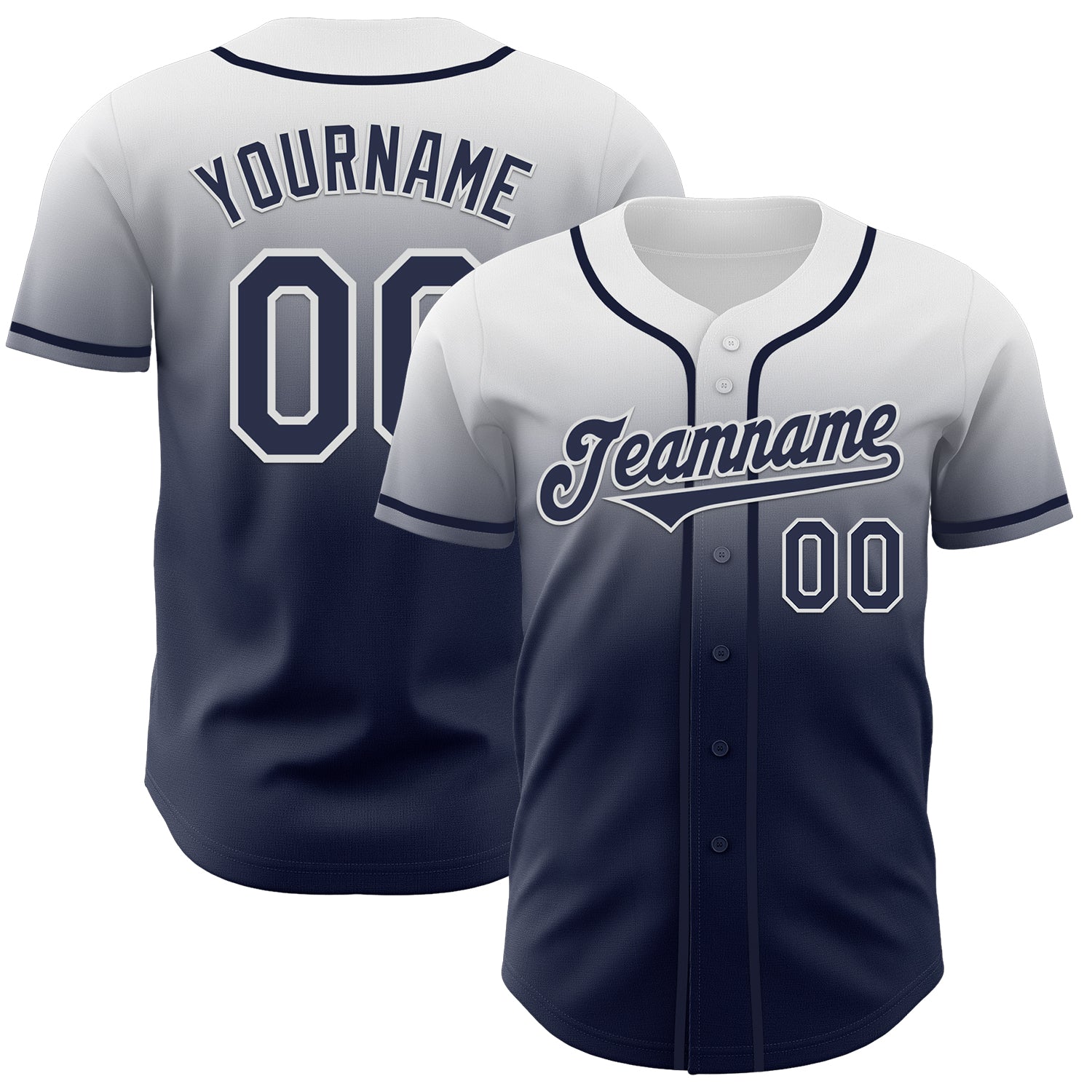 Custom White Navy Authentic Fade Fashion Baseball Jersey