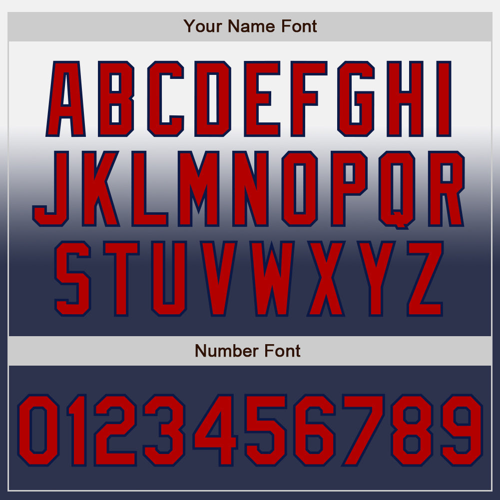 Custom White Red-Navy Authentic Fade Fashion Baseball Jersey