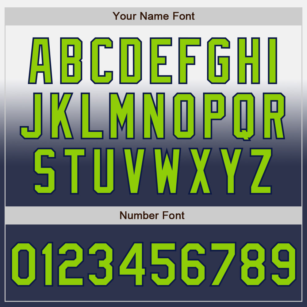 Custom White Neon Green-Navy Authentic Fade Fashion Baseball Jersey