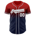 Custom Red Navy-Gray Authentic Fade Fashion Baseball Jersey