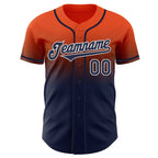 Custom Orange Navy-White Authentic Fade Fashion Baseball Jersey