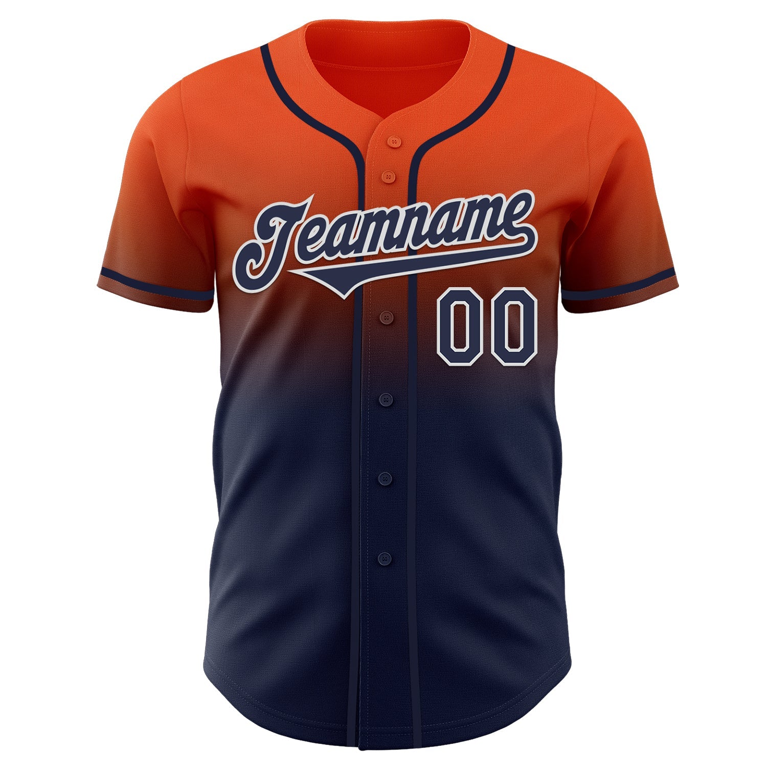 Custom Orange Navy-White Authentic Fade Fashion Baseball Jersey