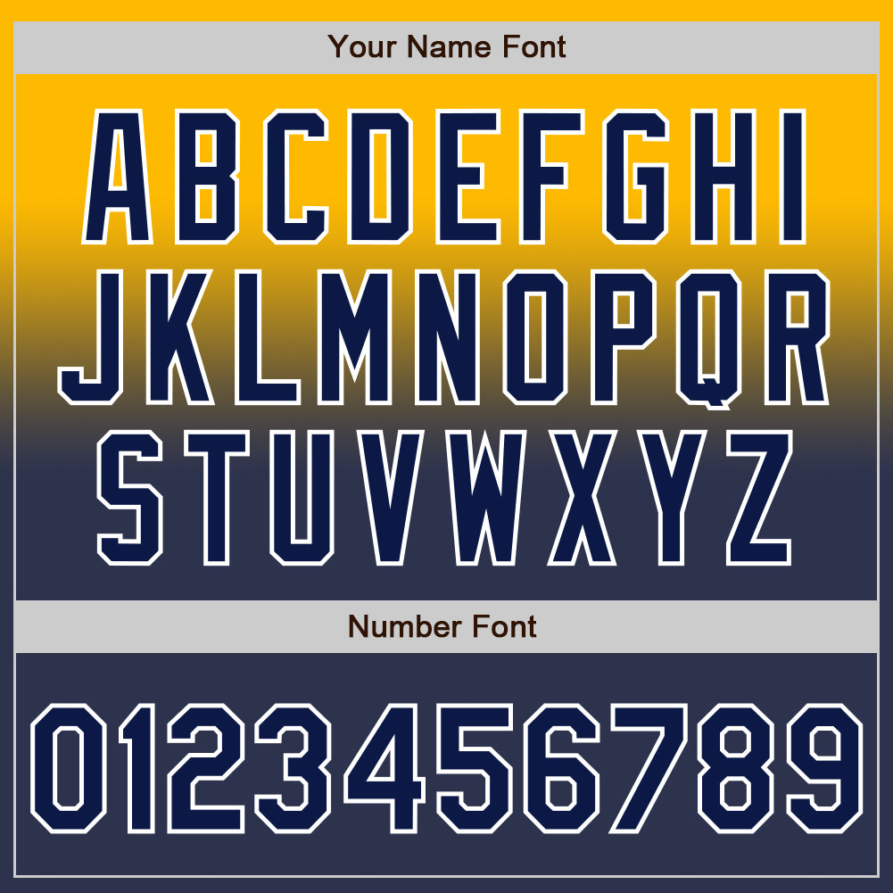 Custom Gold Navy-White Authentic Fade Fashion Baseball Jersey