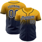 Custom Gold Navy-White Authentic Fade Fashion Baseball Jersey