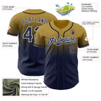 Custom Old Gold Navy-White Authentic Fade Fashion Baseball Jersey