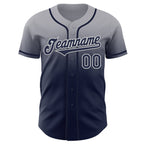 Custom Gray Navy-White Authentic Fade Fashion Baseball Jersey