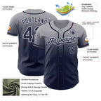 Custom Gray Navy-White Authentic Fade Fashion Baseball Jersey