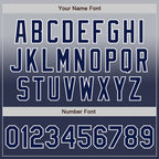 Custom Gray Navy-White Authentic Fade Fashion Baseball Jersey