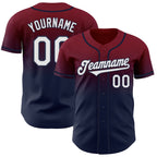 Custom Crimson White-Navy Authentic Fade Fashion Baseball Jersey