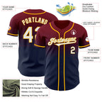 Custom Crimson Navy-Gold Authentic Fade Fashion Baseball Jersey