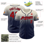 Custom Cream Red-Navy Authentic Fade Fashion Baseball Jersey