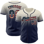 Custom Cream Vintage USA Flag-Navy Authentic Fade Fashion Baseball Jersey